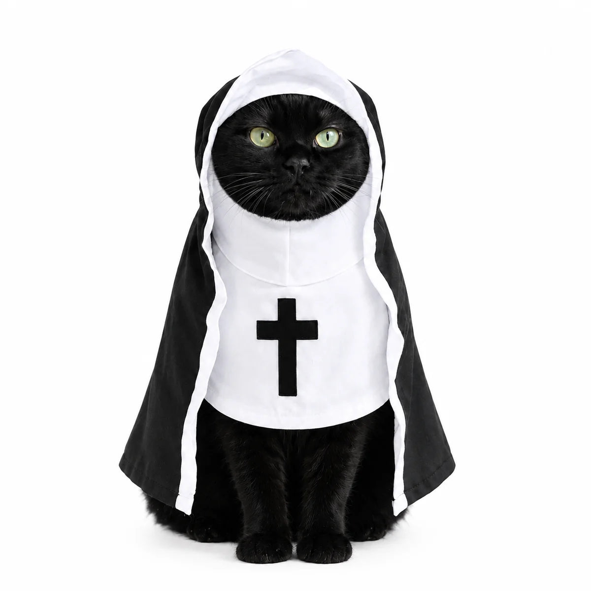 Disfraz de monja para gato, fácil de poner