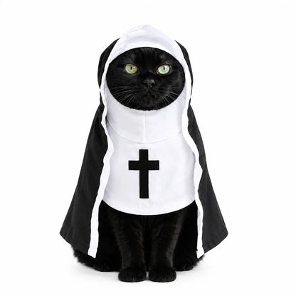 Disfraz de monja para gato, fácil de poner