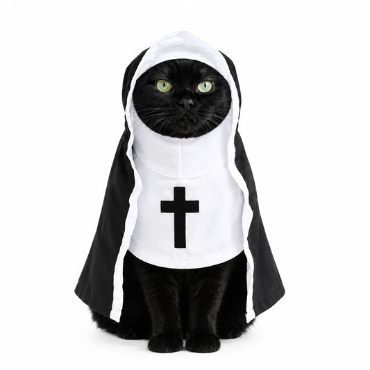 Disfraz de monja para gato, fácil de poner